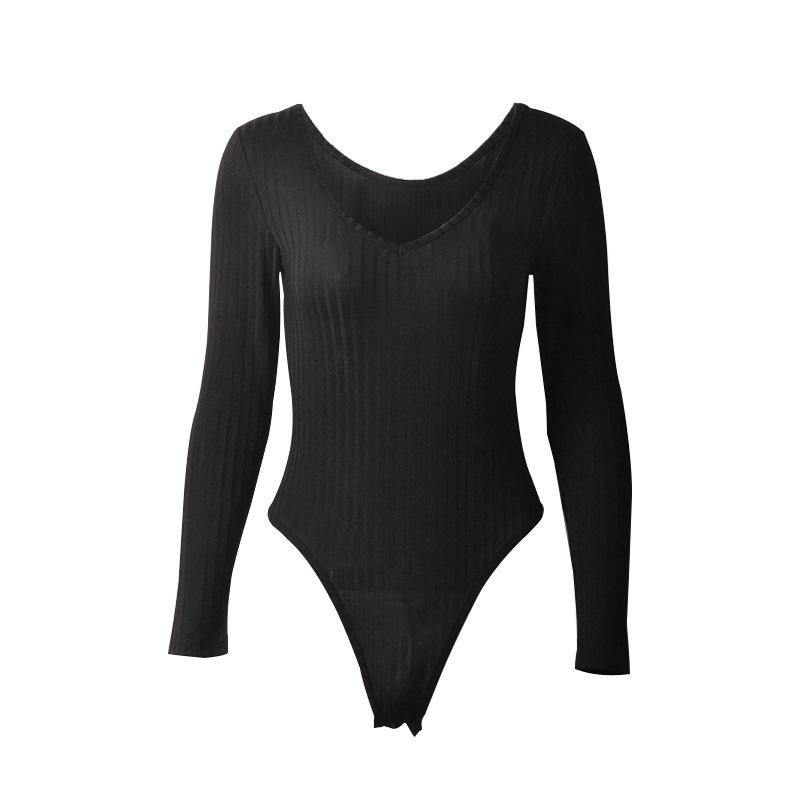 2023 primavera europea y americana AliExpress cuello en V manga larga pit Slim bottoming mono otoño e invierno nuevo en stock venta al por mayor