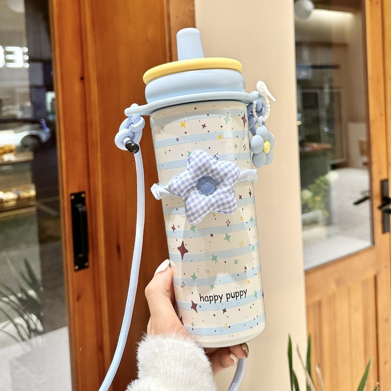 陶瓷保温杯大容量便携水杯带提绳可背吸管冰霸杯车载汽车杯子新款|undefined