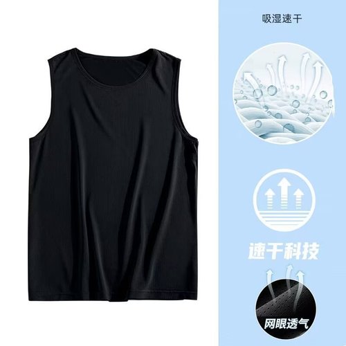 Men's Summer Sleeveless Vest, Quick-Drying Mesh, Breathable & Loose-Fit, Ice-Silk Fitness Vest for Young & Middle-Aged Individuals