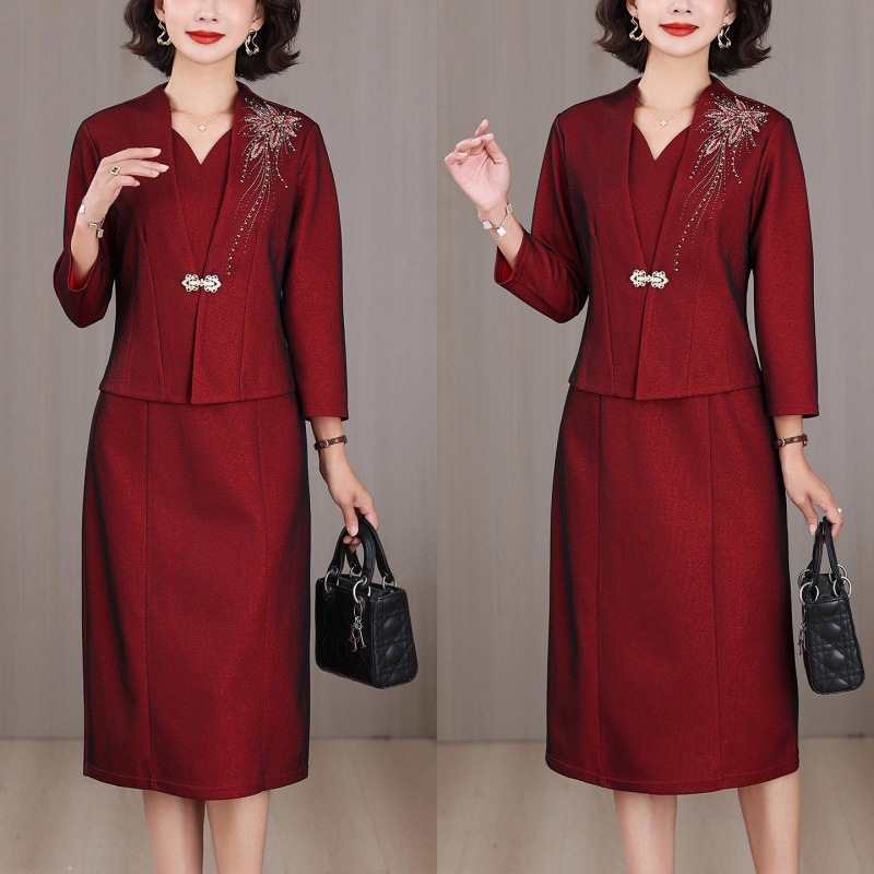New Chinese-Style Elegant Wedding Dress for Mother-In-Law, 2025 Spring and Autumn New Model, Young Mother Two-Piece Dress