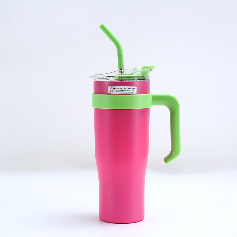 Taza grande multicolor 40 oz estilo Big Mac, vaso de agua con pajilla reutilizable, ideal para bebidas frías o calientes