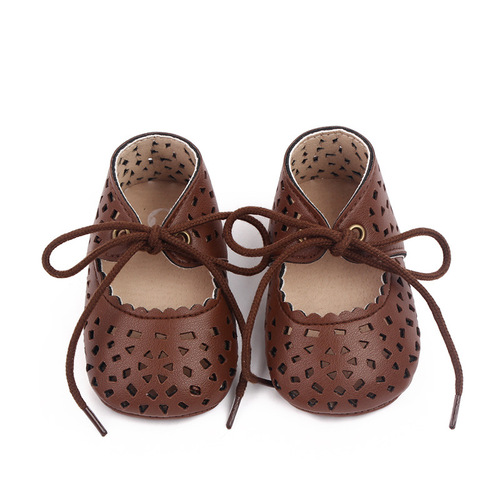 Spring and summer new female princess shoes hollow breathable PU leather toddler shoes lace-up baby toddler shoes manufacturer 2798
