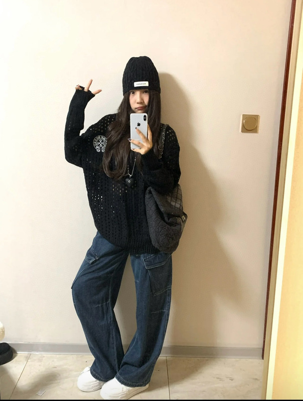 克罗伈正确版2025秋季新款长袖镂空美式国旗带帽休闲纯色女针织衫|undefined