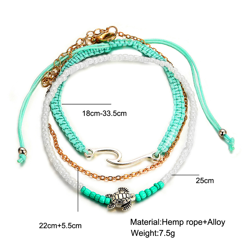 Retro Waves Alloy Knitting Anklet