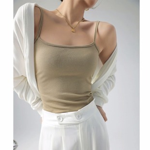 Threaded Camisole Women's Summer Slim Fit Inner Knitted Bottoming Shirt Outer Sleeveless Anti-Exposure Top