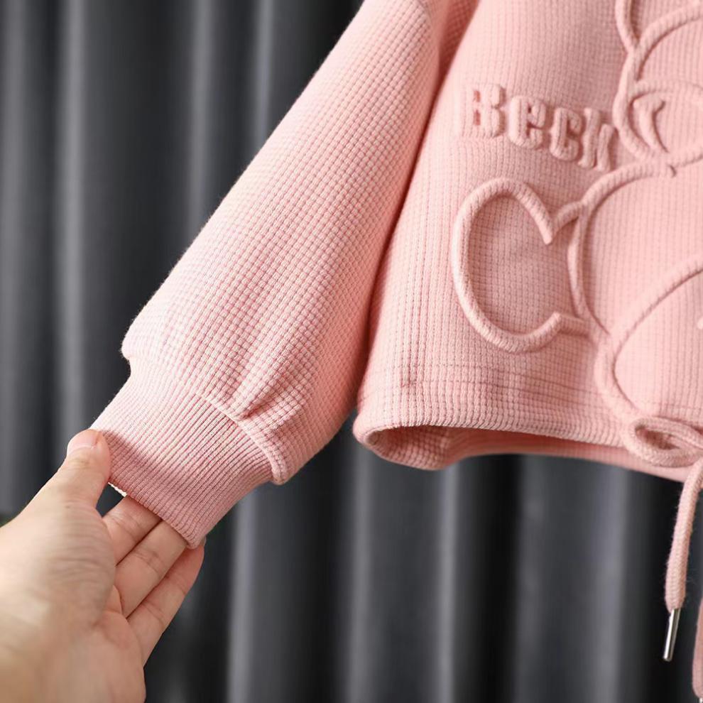 Ensemble sweat à capuche et pantalon motif ours pour fille_voghion.com