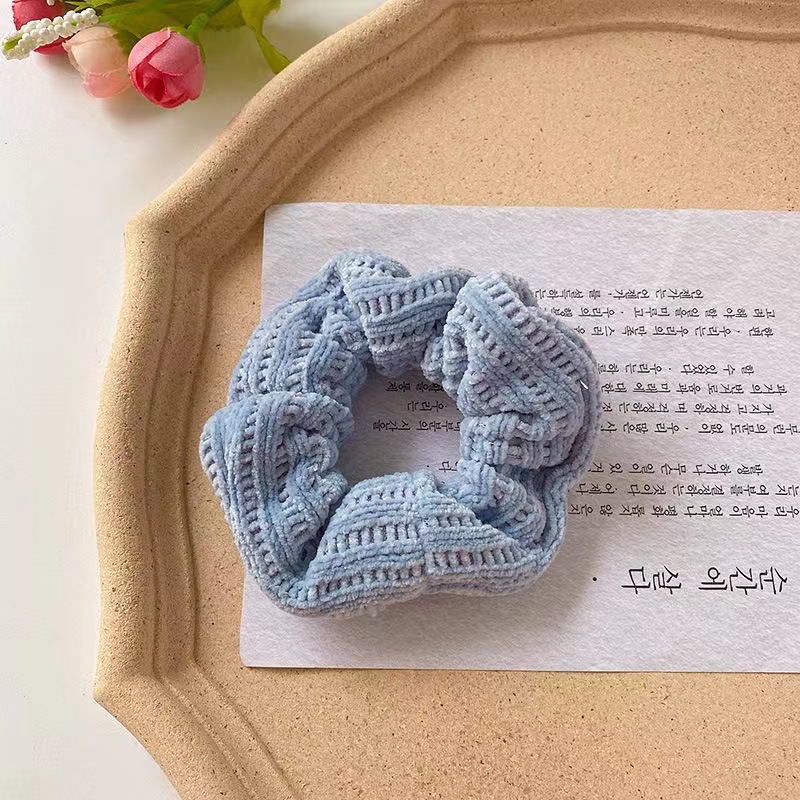 Thickened plaid colon ring simple retro fat bowel ring high elastic durable colorful hair cord high ponytail hair adornment ring_voghion.com