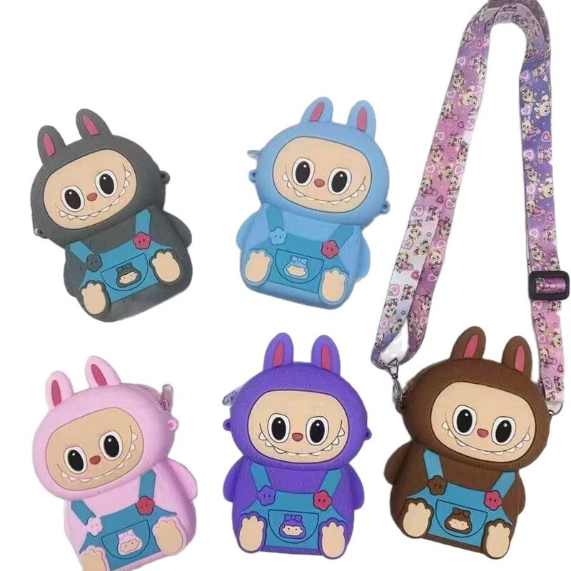 新しいかわいいガーリーハート漫画子供用シリコンラブクロスボディバッグラブブカラフルなクロスボディショルダーバッグ|undefined
