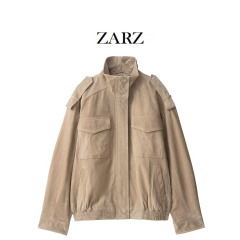 ZARZ 自制 欧美风 新款女装 时髦 休闲绒面质感皮革外套4341770