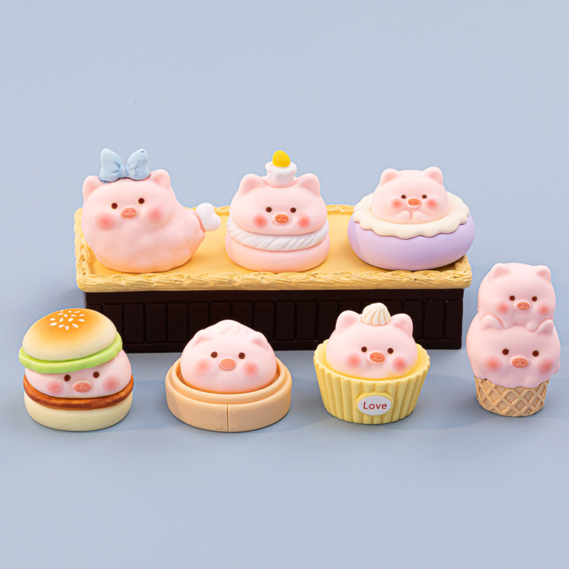 食品おもちゃ子豚かわいい diy ジュエリー樹脂アクセサリー三次元漫画デスクトップ装飾品ブラインドバッグ卸売|undefined