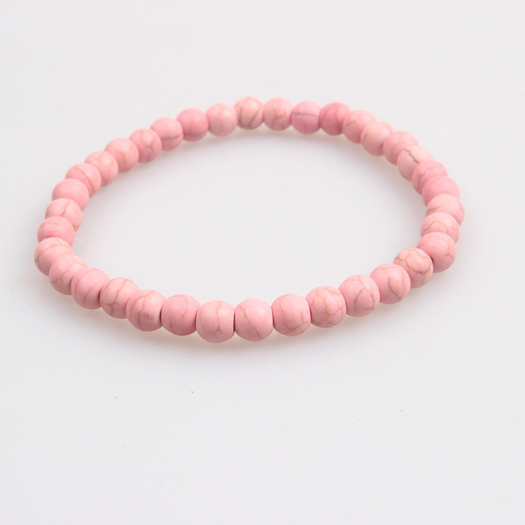 최적화된 청록색 핑크 팔찌 6mm, 약 34개, 8g