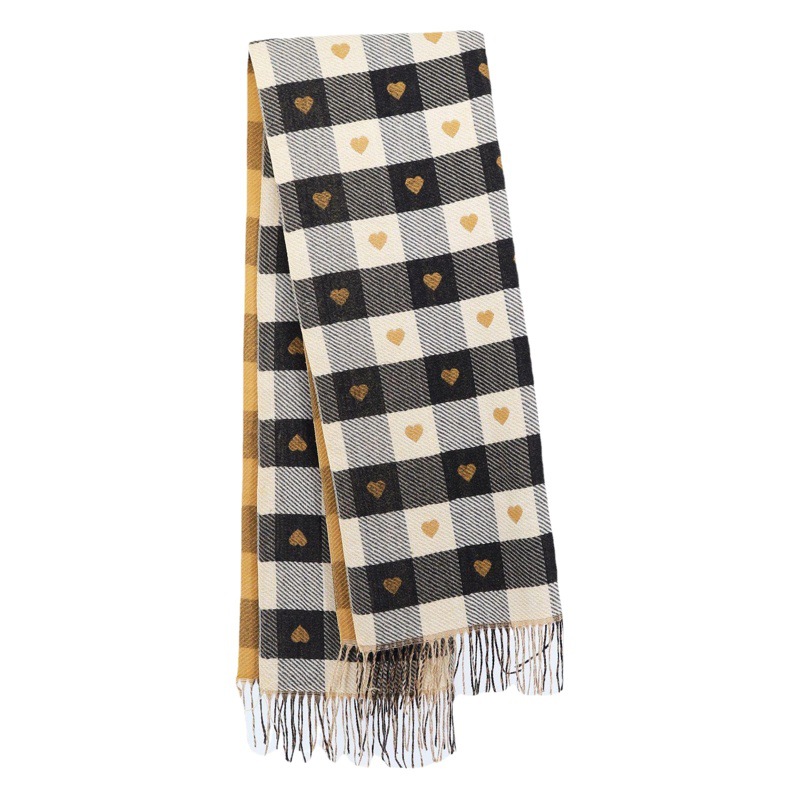 Otoño e invierno nueva bufanda caliente engrosada estilo coreano versátil Plaid encantador chal Cachemira-como bufanda de alto grado para las mujeres