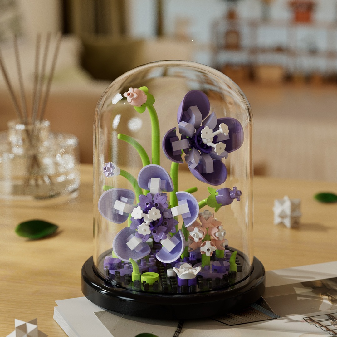 Chao Le Chuang 7345 - 7348 flores interestelares arco iris ramo de flores ensamblaje bloques de construcción juguetes para niños niñas rompecabezas adornos