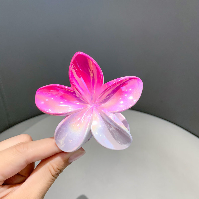 クロスボーダー真珠光沢のあるカラフルなプルメリアクリップ甘いガーリーハートフラワーヘアクリップ後頭部サメクリップカラフルなヘアクリップ|undefined