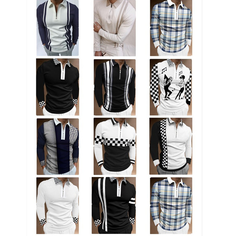 El Comercio exterior nuevo deseo Amazon estación independiente impreso Polo casual más tamaño de manga larga hombres camiseta superior hombres