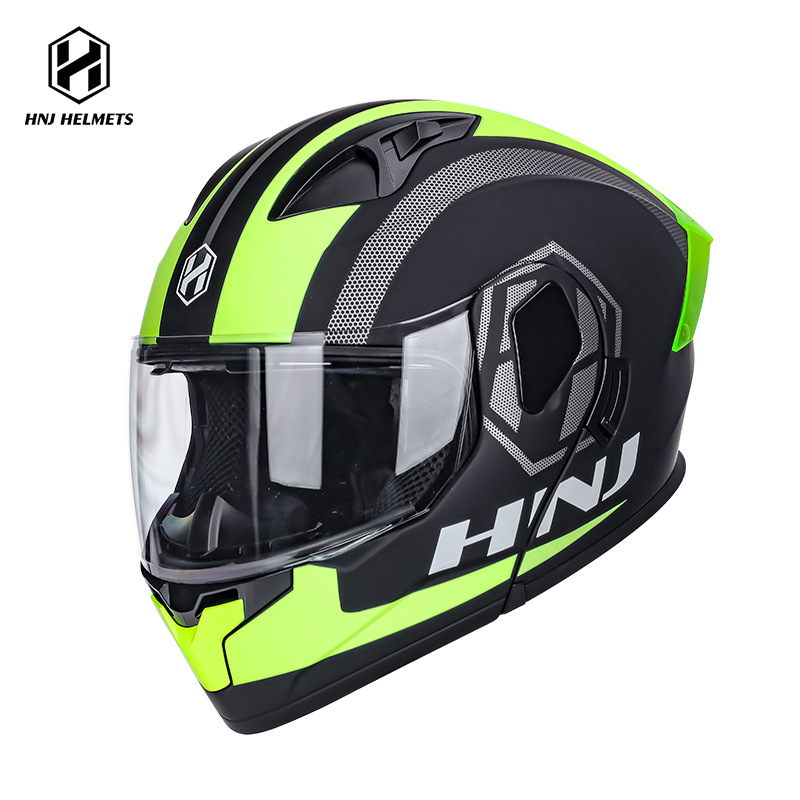 3C Certified Flip-Up Helmet Universal – Universal Motosiklet kaskı (dəbilqə) - ch-103-matte-black-yellow-square-flag-m
