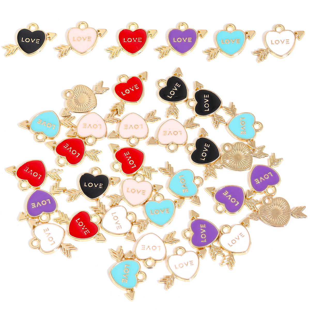 26g Weight Pendant Jewelry Making Type DIY Jewelry Accessories Classification 10 PCS/Package Quantity Alloy Material Letter, Heart Shape, Arrow Pattern Enamel, Plating Design Casual, Sweet Style 10 PCS/Package Alloy Letter Heart Shape Arrow Pendant 1