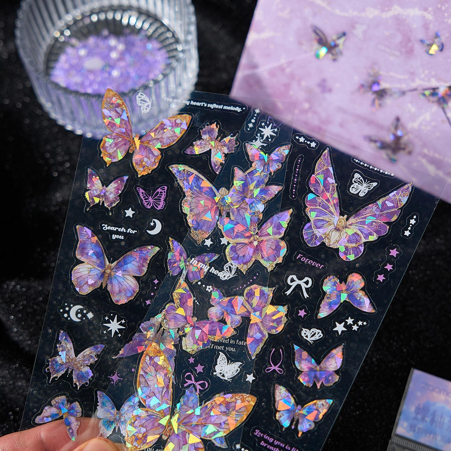 Bolsa de pegatinas de corte de espuma temprana, serie de tiempo de cenizas de mariposa de alto valor de cara, tiendas de mano de mariposa DIY, pegatinas de materiales decorativos