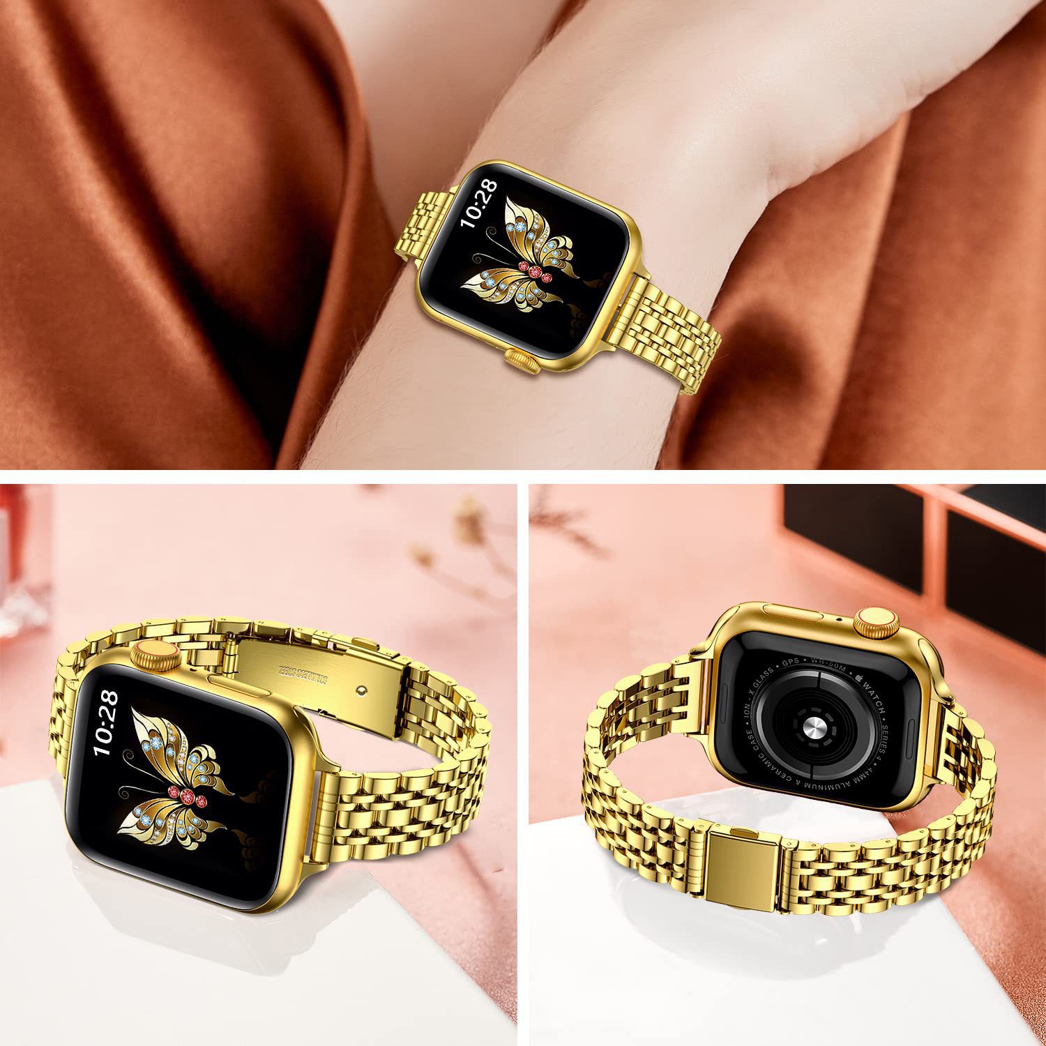 92g Weight Smart watch strap Classification Alloy Material Multicolor, Solid Color Pattern Elegant Style Elegant Multicolor Solid Color Smart Watch Strap 10
