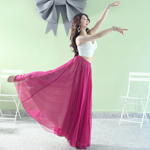 Classical dance clothing 720-degree double-layer elegant Tencel large swing skirt modern folk dance practice clothing performance clothing set