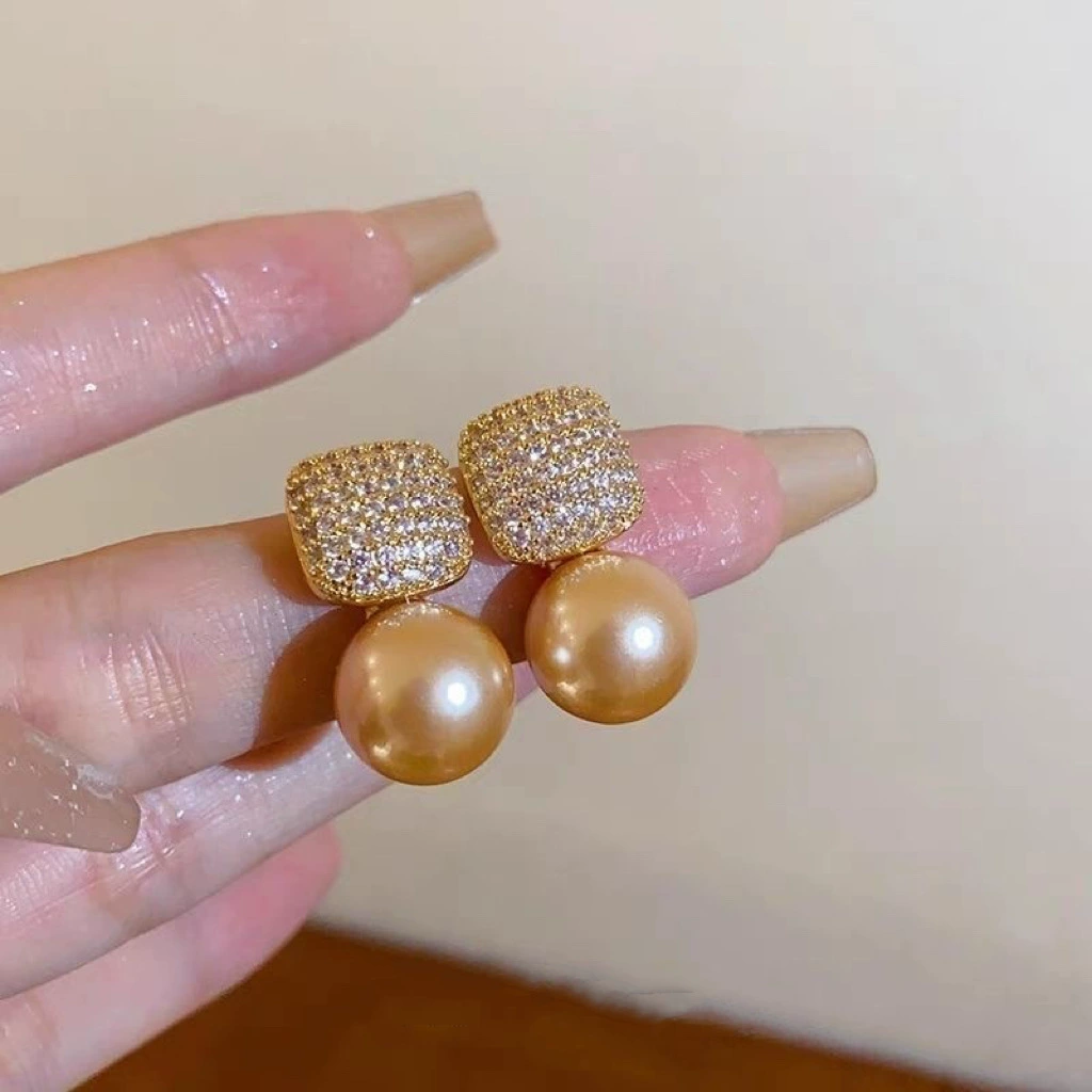 Серьги из циркона с жемчужиной, ретро красная серебряная игла, серебро 925 образец