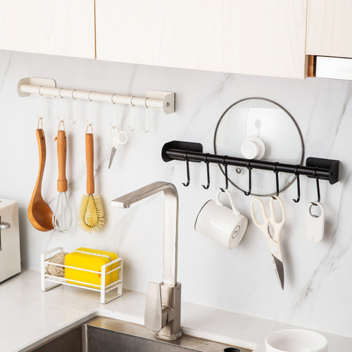 Kitchen punch-free hook rack wall hanging wall rod storage rack kitchen utensil rack spoon shovel storage rack