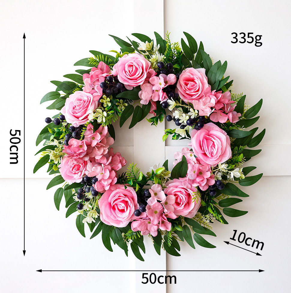 Flores de simulación transfronteriza eucalyptus guirlandas decoración de anillo de vid guirlandas de plástico rosa decoración al por mayor