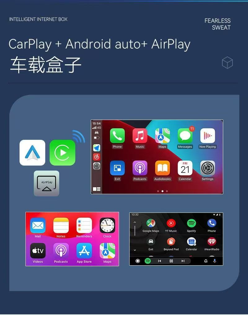 Cross-Border Two-In-One Wired to Wireless Carplay Box for Car Connectivity, Compatible with Apple, Android, and Linux Systems, Portable