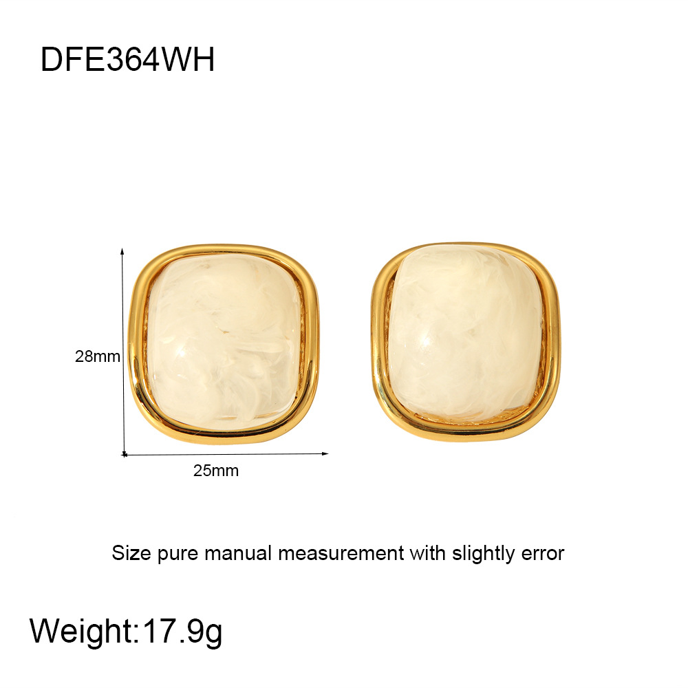 1 Pair Quantity 1 Pair Classic Style Geometric Plating 304 Stainless Steel Resin 18K Gold Plated Ear Studs