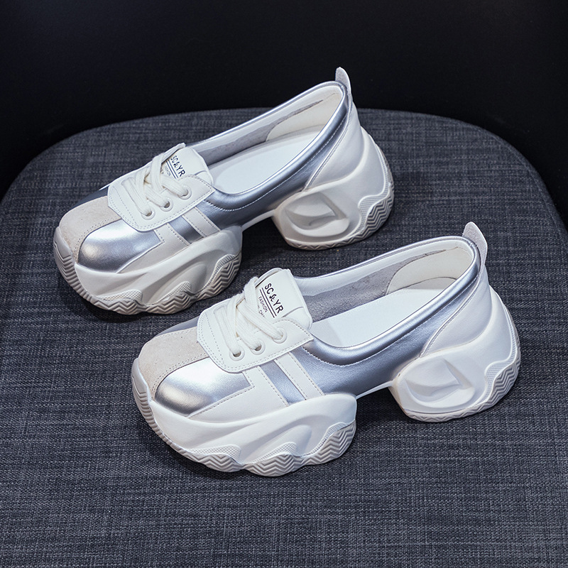 Giày Dad Shoes nữ đế dày cổ thấp mùa thu 2026, tăng chiều cao, phong cách thể thao — M2618 màu bạc, M2618 màu vàng, M2618 màu đỏ, M2618 màu xanh lam
