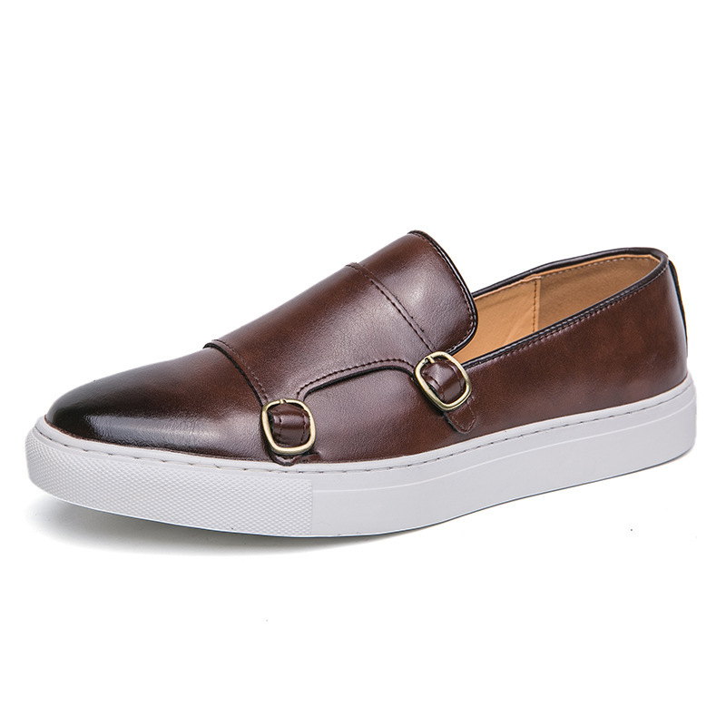 Nuevas zapatillas transfronterizas de borla de gran tamaño para hombres, pasarelas de moda europeas y americanas, zapatos de cuero, zapatillas casuales de negocios con personalidad para hombres