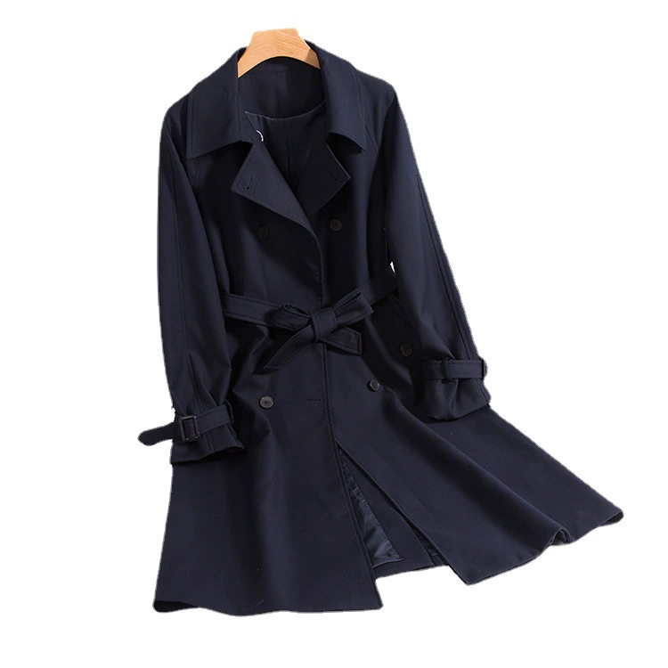 Демисезонное длинное ретро-плащ-тренч