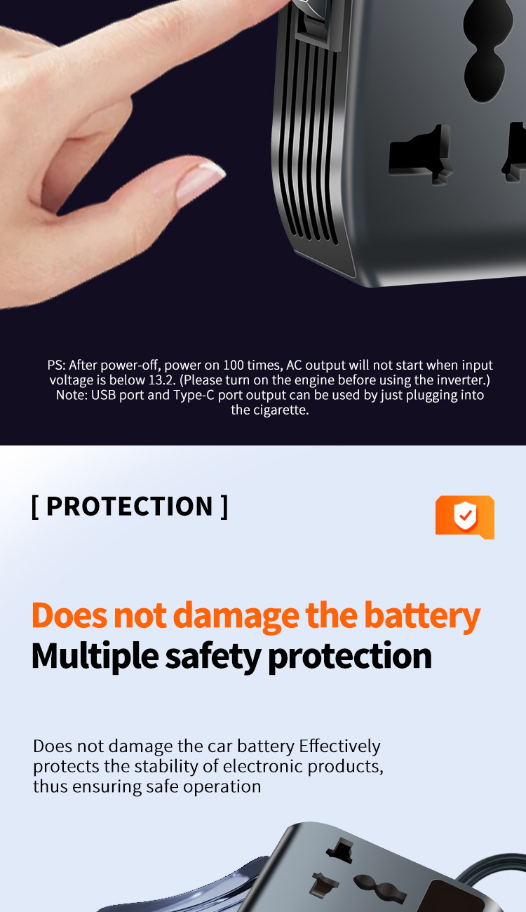 Car Inverter 12V24V Universal to 220V High Power Smart Car Inverter Converter Mobile Phone Charger
