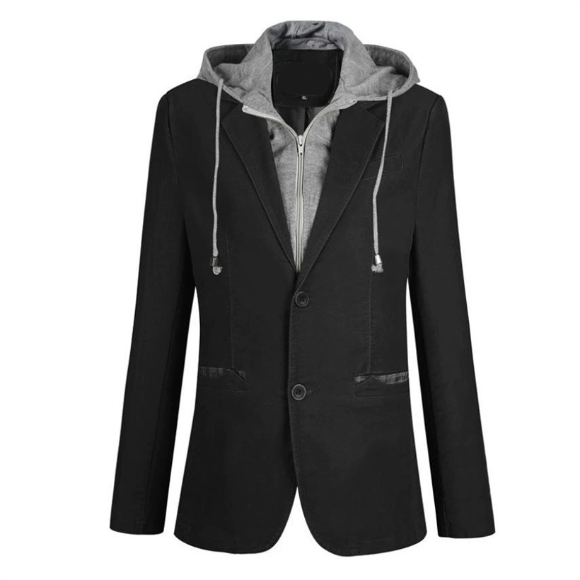 Осенний классический пиджак с капюшоном, мужской комплект, slim fit, плюс размер