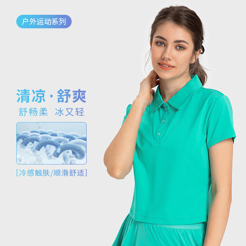 Spring and summer new sports short-sleeved lapel polo shirt for women, loose, breathable, slim fit, quick-drying yoga fitness T-shirt