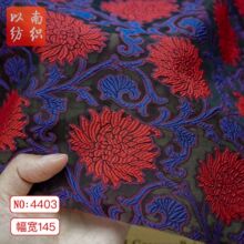 复古浮雕大红花微透时装色织装饰布新中式改良旗袍提花服饰面料