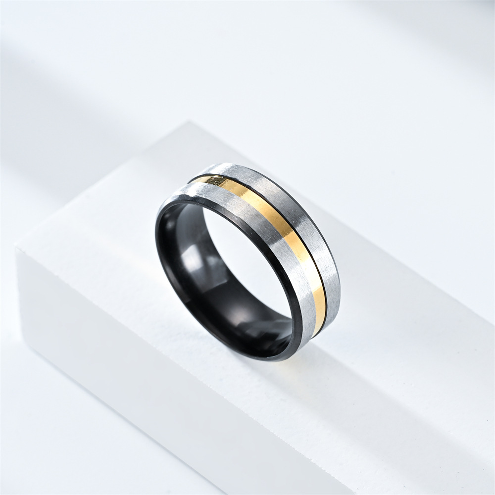 1 Piece Quantity Daily Occasion Titanium Steel Material Simple Style Color Block Titanium Steel Couple Rings
