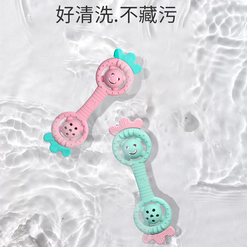 Juguete de dentición de silicona de grado alimenticio para recién nacidos, mordedor para la etapa oral, sonajero, mordedor calmante con forma de fresa.