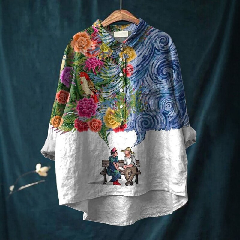 2026 Cross-Border Exclusive Printed Long-Sleeve Shirt for Women, Loose Artistic Style with Animal Patterns, Casual Versatile Women's Shirt 2026 Cross-Border Exclusive Printed Long-Sleeve Shirt for Women, Loose Artistic Style with Animal Patterns, Casual Versatile Women's Shirt