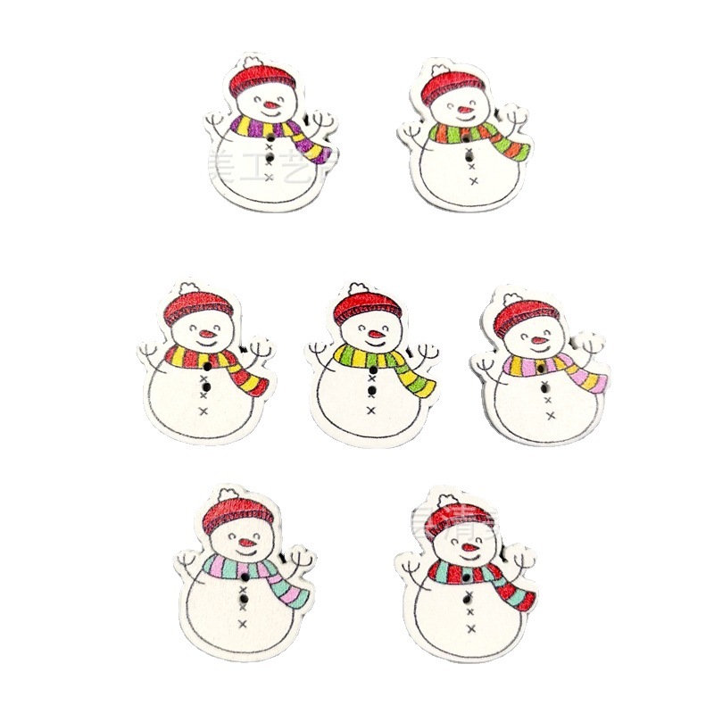 De madera de dibujos animados muñeco nieve Navidad artesanía decorativa pintada botones 50 unidades un paquete