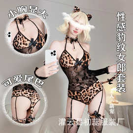 情趣内衣女豹纹连体制服诱惑网衣性感透视连身袜代发复古睡衣套装