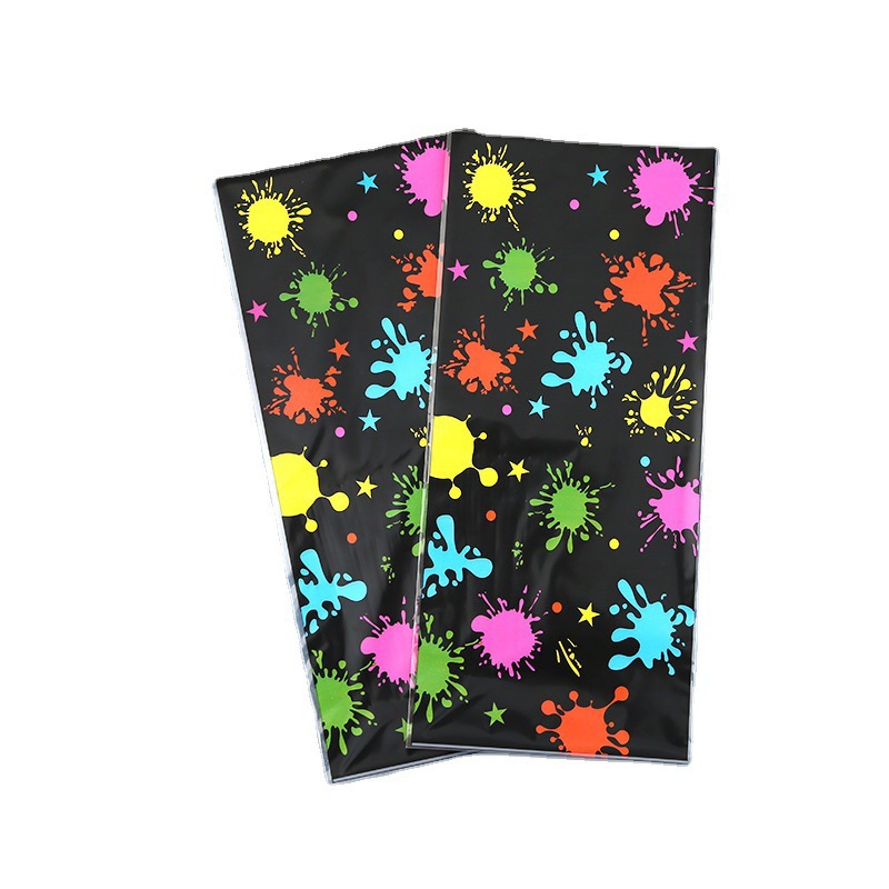 Navidad graffiti fiesta caramelo cordón bolsa OPP transparente bolsillo plano copo de nieve crujiente embalaje bolsa de corbata bolsa de regalo