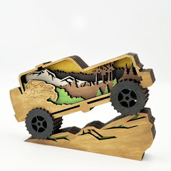 Cross-border new product wooden off-road craft creative home decoration wood multi-layer carved ornament