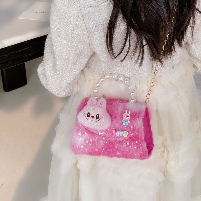Otoño e invierno nuevos bolsos para niños lindos bolsos de piel de felpa accesorios bolsos de princesa celebridades de Internet bolsos de moda para niñas