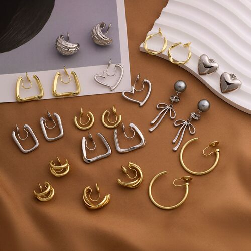 Minimalist Metal Earrings Without Piercing, Geometric Design, Elegant and Unique French Earrings, High-end and Cool Style