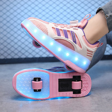 批发跨境暴走鞋四轮溜冰鞋女童跑步双轮爆走儿童轮滑鞋男童轮子