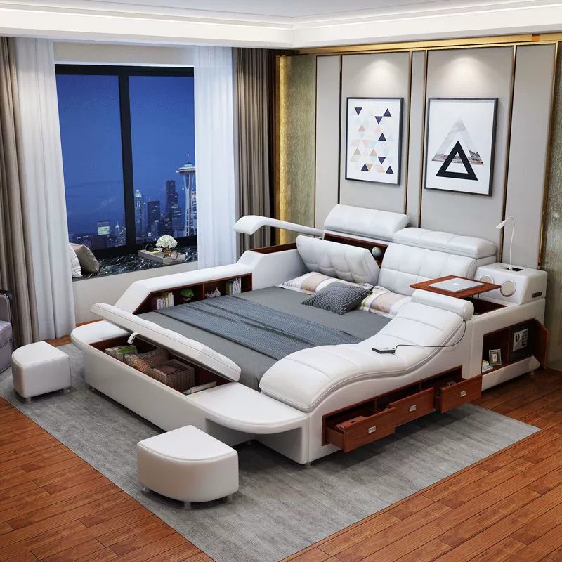 Suministro directo de fábrica cama de tela nórdica 1,8 m cama doble 1,5 m moderno minimalista dormitorio muebles luz lujo cama suave image 1