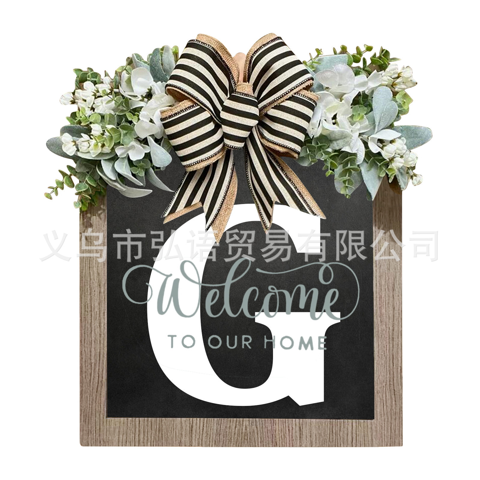 Transfronterizo Apellido Año Ronda Puerta de entrada Wreath26 letras mariposa Placa de puerta Decoración