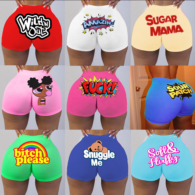 Cross-border Hot Letter Hip Fitness Sports Leisure European and American Style Women's Shorts