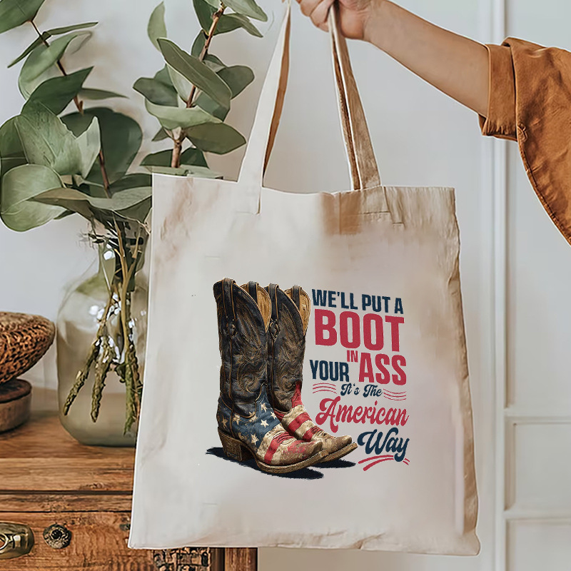 欧美新款WE'LL PUT A BOOT独特高颜值大容量通勤百搭单肩包帆布包